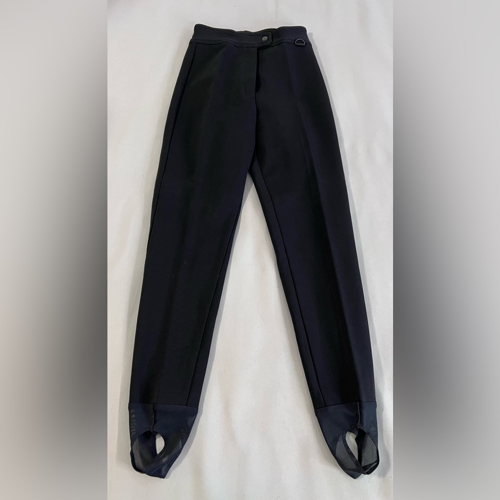 Vintage Womens Black‎ Stirrups Ski Pants Wool Blend Stretch Size 6 Long Made USA